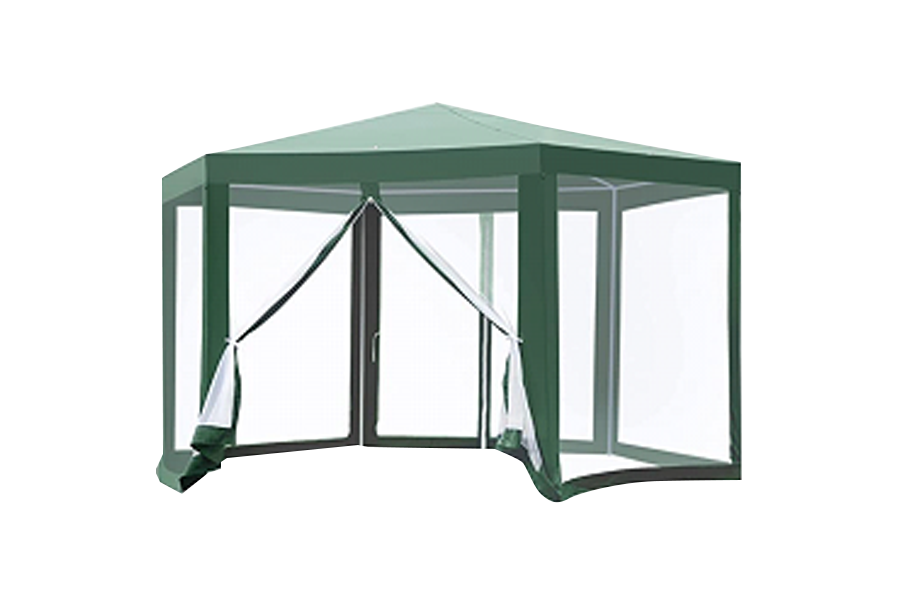 13 ft x 13 ft Outdoor Partyzelt Hexagon Sun Shelter Baldachin mit schützenden Netzwänden und angemessenem Sonnenschutz, grün