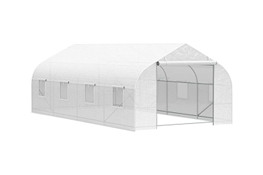 20' x 10' x 7' Tunnel-Gewächshaus Großes begehbares Warmhaus Deluxe High GardenHot House mit 8 Rollfenstern und Rolltüren, Stahlrahmen, Weiß