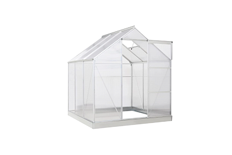6 'x 6' Hobby-Gewächshaus, begehbares Gewächshaus-Kit aus Polycarbonat mit Aluminiumrahmen, Schiebetür, Dachentlüftung, Silber