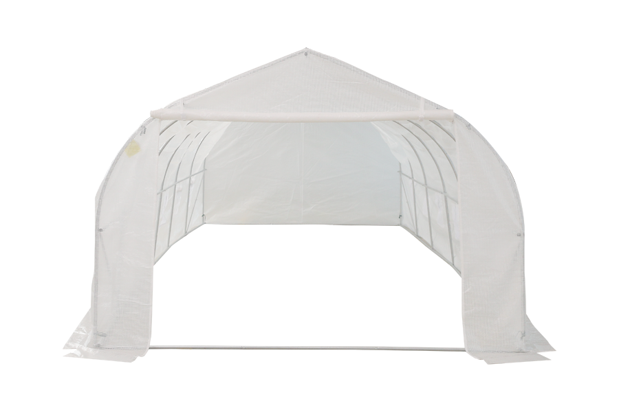 20' x 10' x 7' Tunnel-Gewächshaus Großes begehbares Warmhaus Deluxe High GardenHot House mit 8 Rollfenstern und Rolltüren, Stahlrahmen, Weiß