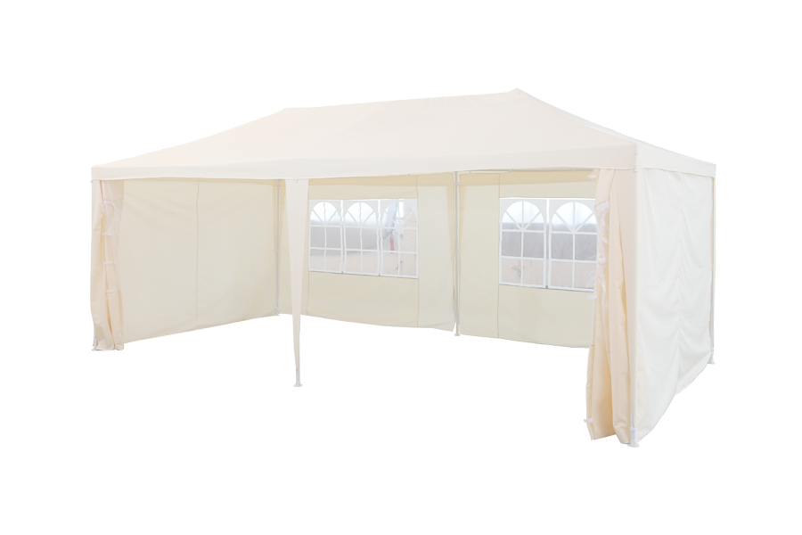 Großes 10' x 20' Pavillon-Überdachungs-Partyzelt mit 4 abnehmbaren Seitenwänden aus Fenstern, Hochzeit, Picknick im Freien, Weiß